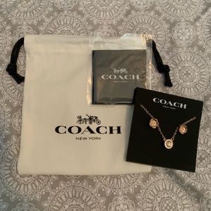 Coach Rose Gold Necklce & Earrings Set